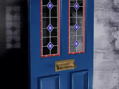 Stylized wooden door Free low-poly 3D model