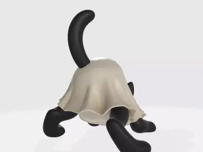 Cute Cat Ghost Figurine Halloween Cat Decor Adorable Kitty  3D print model