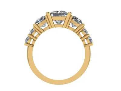 Ring130 princess cut diamond engagement ring gold 3D print model