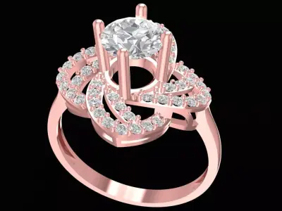 Luxury Twisted Four Petal Halo Ring for Women  2483 3D print model