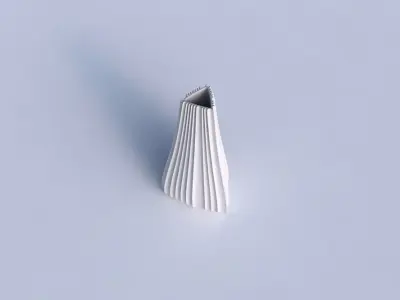 Vase puffy tipped triangle with extruded vertical lines 3D print model