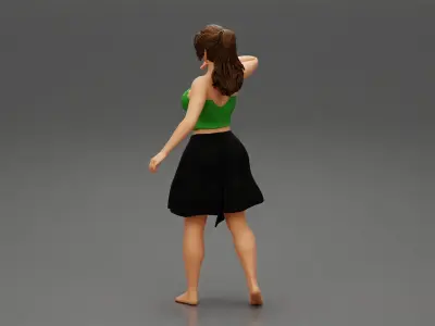 Young Woman in a Black Skirt and sexy shirt 3D print model