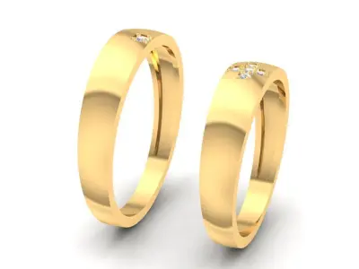 Minimalist Diamond Couple Rings for Men and Women 1509 3D print model