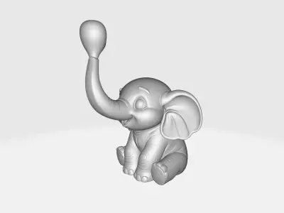 Cute Elephant with Heart Valentines Day Figurine 3D print model