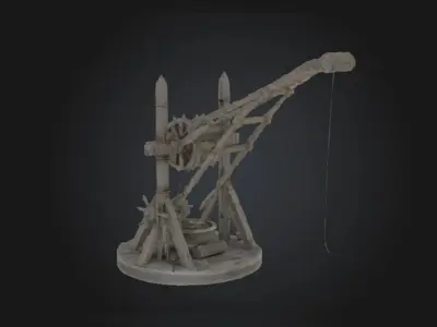 Siege Tower Crane Medieval Wood STL OBJ 3D model