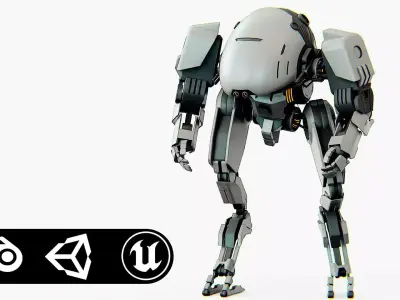 COMBAT DROID OMRON Rigged for Unreal Engine - Unity - MIXAMO 3D model