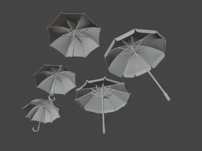 Umbrella Pack Collection Low-poly 3D model