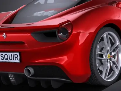 HQ LowPoly Ferrari 488 GTB 2016 Low-poly 3D model