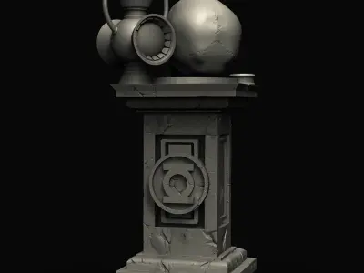 Green Lanter Skull on pedestal 3D print model