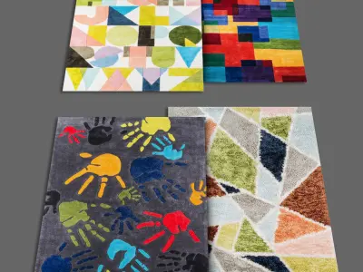 Carpets Set 002 - Colorful 3D model