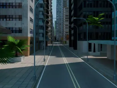 City Downtown Skyscraper Street 01 Low-poly 3D model