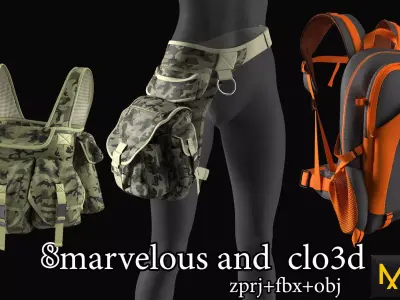 Three 3d  game models of gaming bags at marvelous 3D model