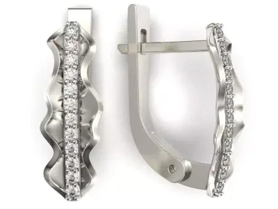 G0117 gold diamond hoop earrings 3D print model