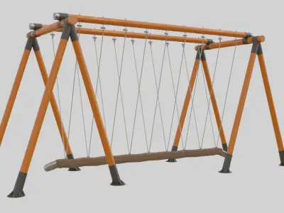 Playground Goliath Rope Wood Swing - 01 3D model