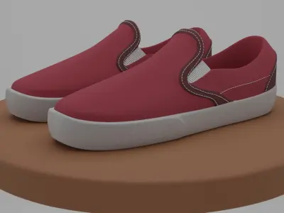 3D Sneakers slip-on model Low-poly 3D model