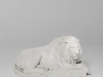 Recumbent Lion Sculpture VR AR Mobile-ready Game-ready Low-poly 3D model