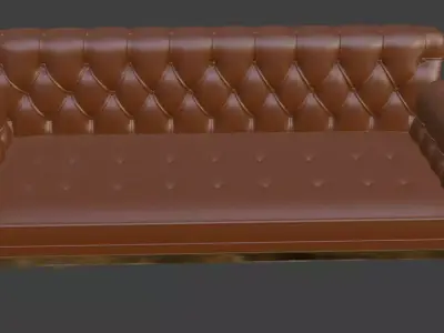 Luxury Tufted Leather Sofa 3D Model 3D model