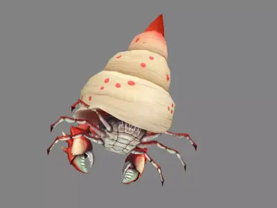 Cartoon hermit crab - Conch shell Low-poly 3D model