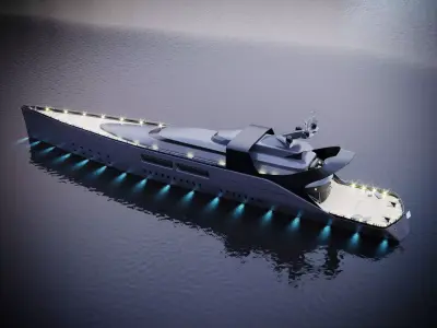modern megayacht 106m length 3D model