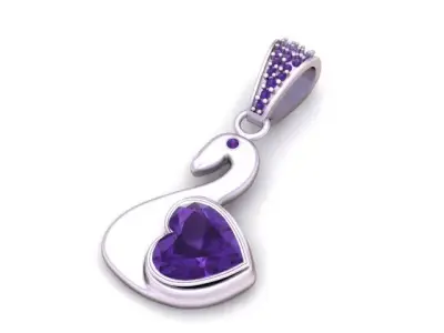 Swan Heart Pendant 3D print model