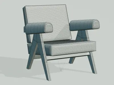 053 CAPITOL ARMCHAIR - PIERRE JEANNERET Low-poly 3D model