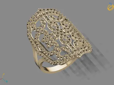 Vintage Womens Diamond Ring Women Rings 3dmodels 3D print model 3D print model 15