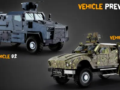 15 Game-Ready Military Vehicle and 4K Texture   Low-poly 3D model