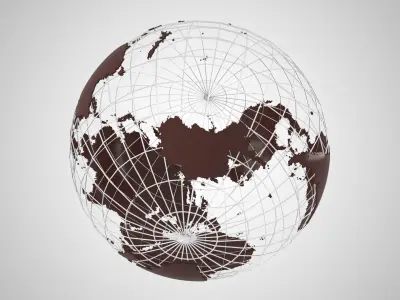 Globe News Skeleton Rich Coffe Color 3D model