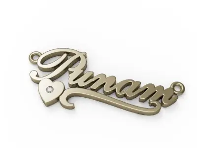 Heart-Lined Name Necklace 3D print model