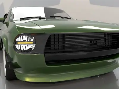 Mustang 1968 Custom High Poly and Low Poly 3D model