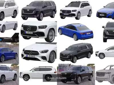 5 cars 3D Model Pack