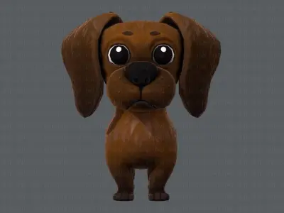 Dog base cartoon Low-poly 3D model