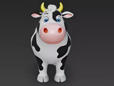 Cartoon Style Cow 3D Model 3D model
