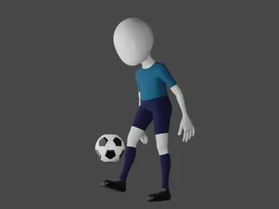 low poly character kicking soccer ball Free low-poly 3D model