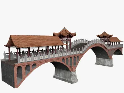 Chinese Bridge Low-poly 3D model