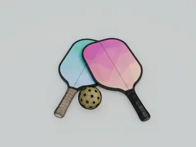 Pickle Ball Set Low-poly 3D model