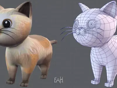 Cat Cartoon V01 Low-poly 3D model