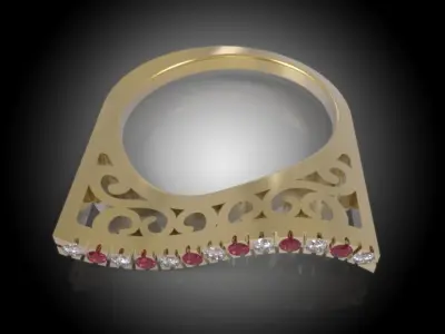 Beauty Sterling Silver Stylish Sail Ring Ornaments and Stones  3D print model