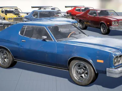 Muscle Car Pack for Unreal Engine 4 Low-poly 3D model