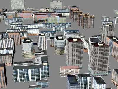 Modern urban highrise buildings building ancillary buildings 3D model buy