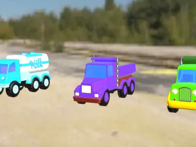 Ultimate Vehicles 3D Model Pack Police Bus Trucks Tractors More Low-poly 3D model