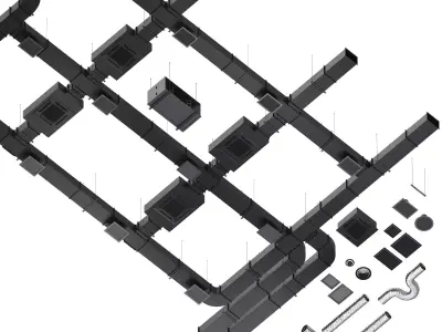 Duct System Components Low-poly 3D model