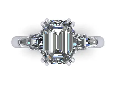 Three Stone Emerald Ring  3D print model