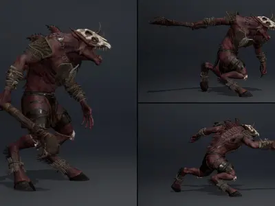 Mist Barbarian Arm2 Brutal Low-poly 3D model