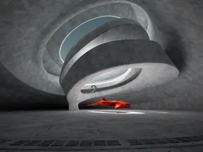 Dynamic Concrete Room Low-poly 3D model