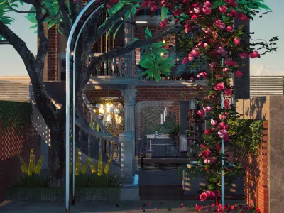 Exterior Coffee Restaurant  Free 3D model