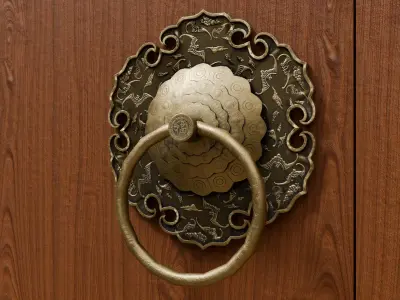 Chinese Style Ornamental Door Knocker 8 - Low Poly PBR Model Low-poly 3D model