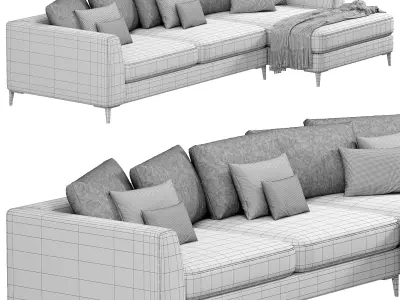 Meridian large chaise sofa 3D model