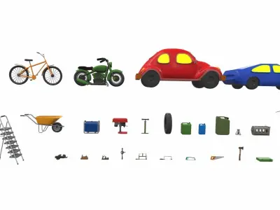 Cartoon work props pack vol 1 garage accessories 3D model