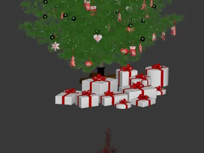Christmas tree with gifts toys balls and garlands 3D model